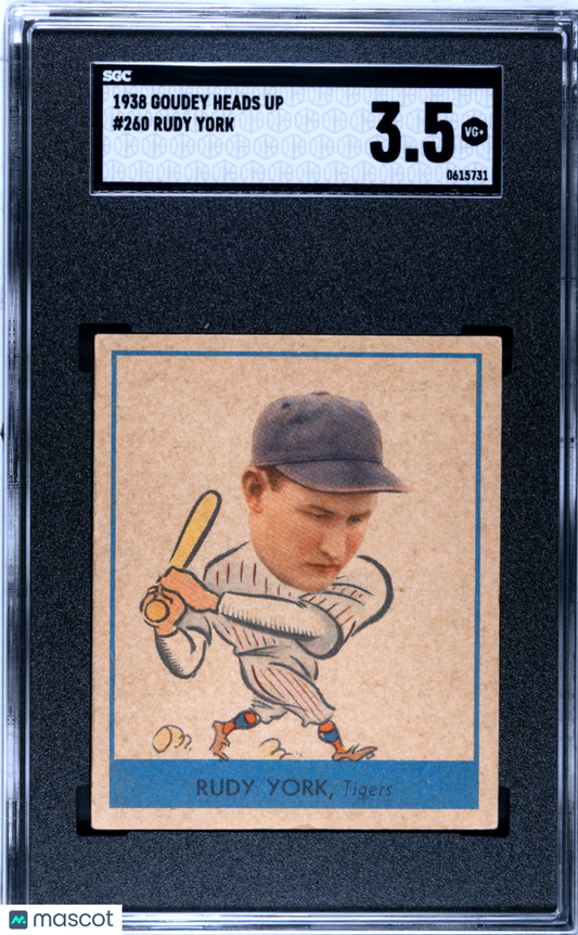 1938 Goudey Heads Up Rudy York #260 SGC 3.5