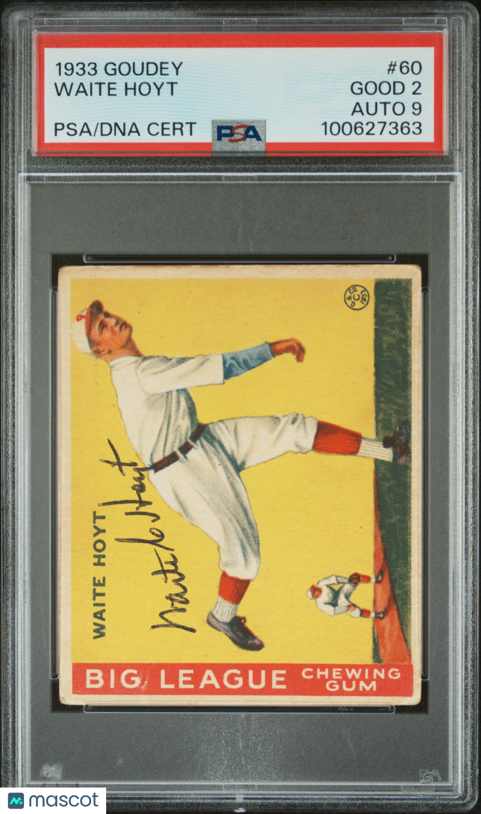 1933 Goudey Waite Hoyt #60 PSA 2 Auto 9