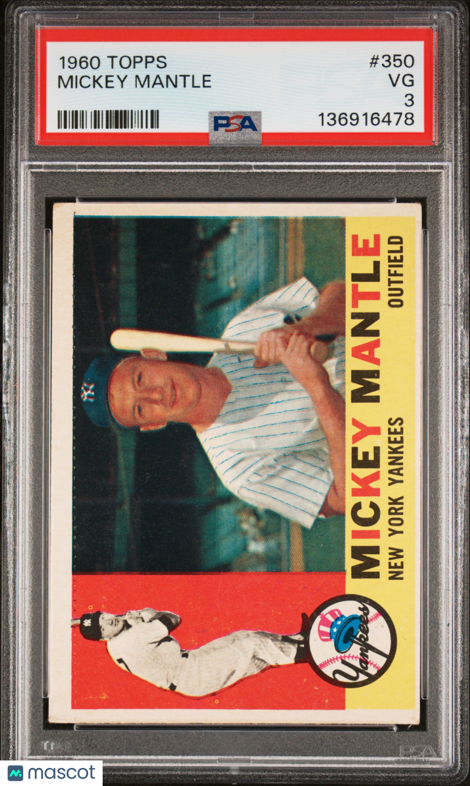 1960 Topps Mickey Mantle #350 PSA 3
