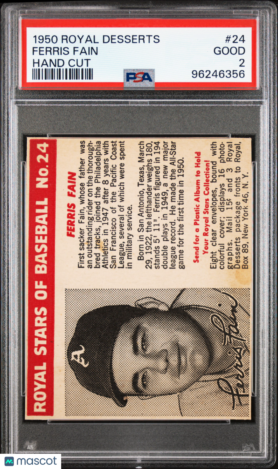 1950 Royal Desserts Hand Cut Ferris Fain #24 PSA 2