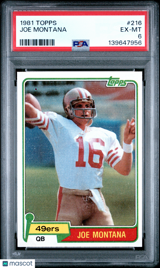 1981 Topps Joe Montana #216 PSA 6