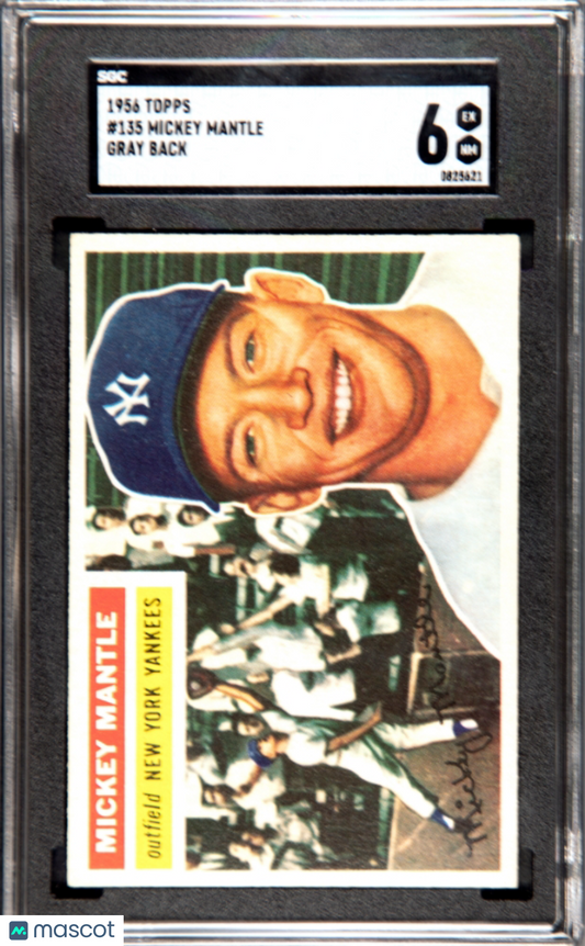 1956 Topps Mickey Mantle #135 Gray Back SGC 6