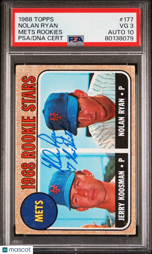1968 Topps Mets Rookies #177 Mets Rookies PSA 3 Auto 10