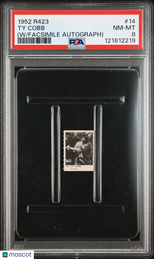 1952 R423 Oak Ty Cobb #14 (W Facsimile Autograph) PSA 8