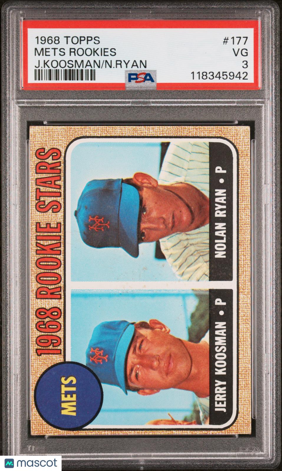 1968 Topps Mets Rookies #177 J. Koosman N. Ryan PSA 3