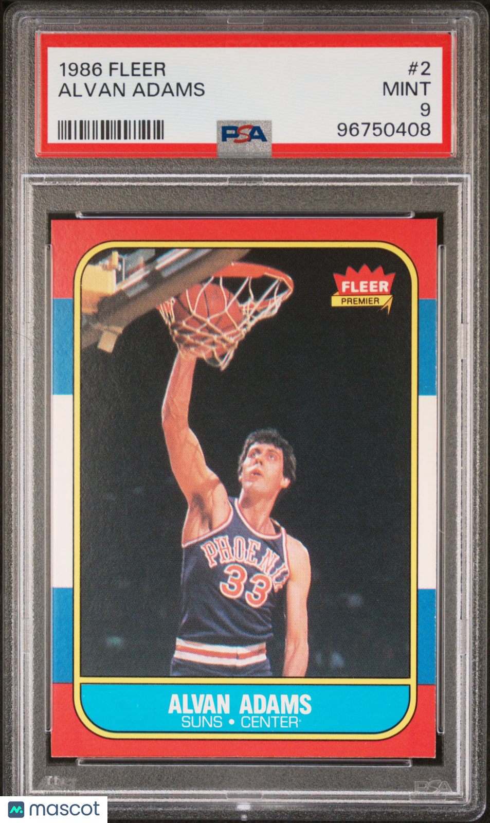 1986 Fleer Alvan Adams #2 PSA 9