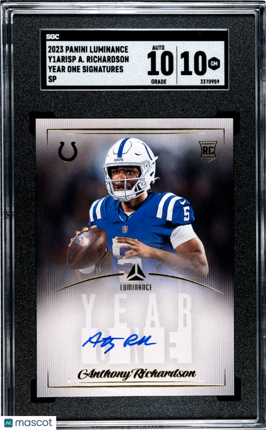 2023 Panini Luminance Anthony Richardson #Y1ARISP Year One Sigs. SGC 10 Auto 10