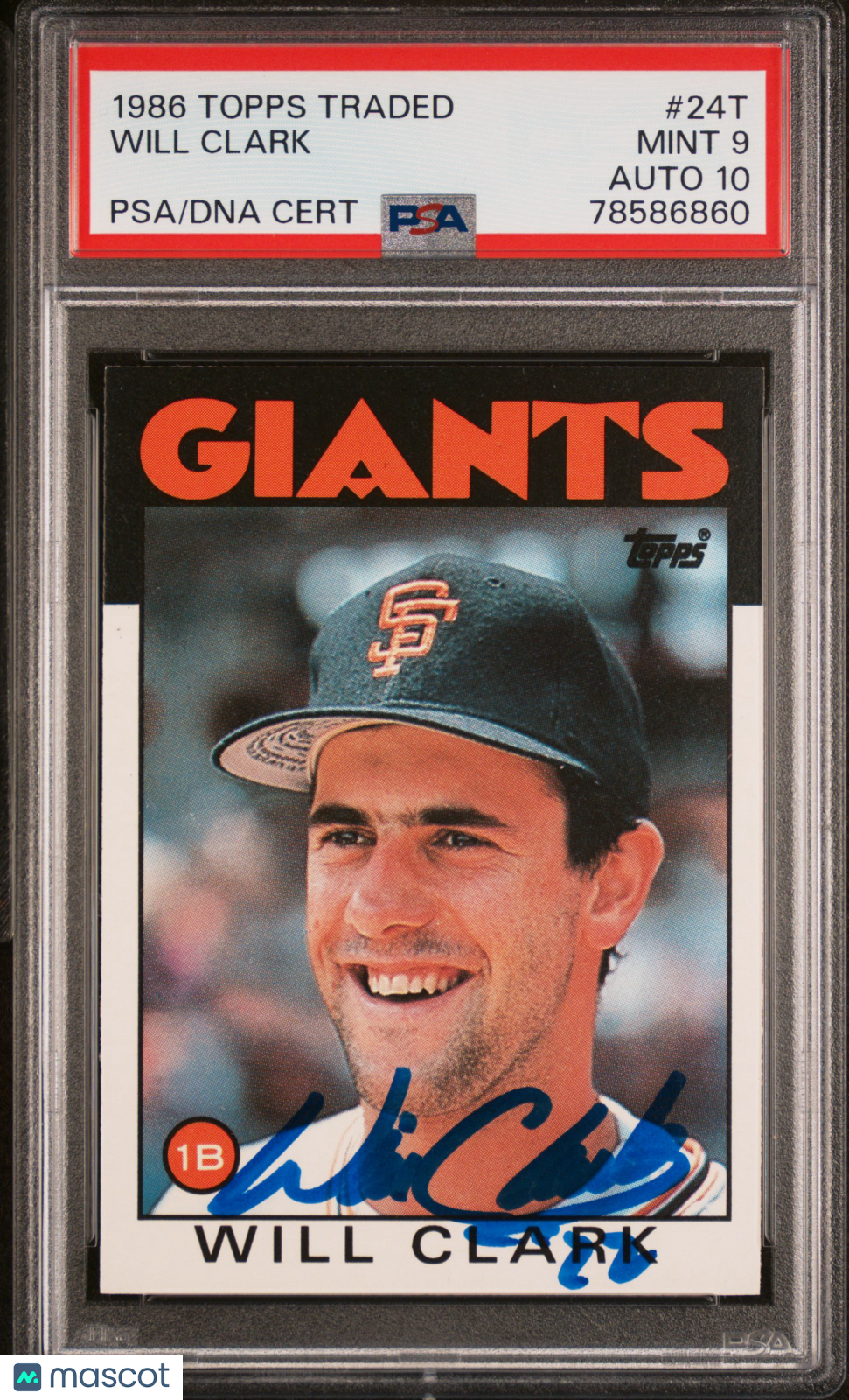1986 Topps Traded Will Clark #24T PSA 9 Auto 10