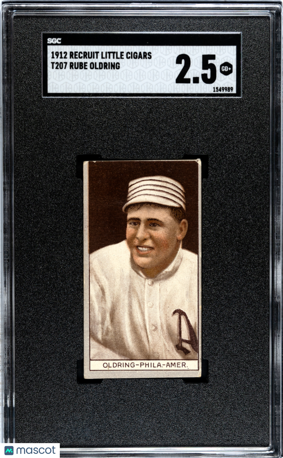 1912 Recruit Little Cigars (T207) Rube Oldring SGC 2.5