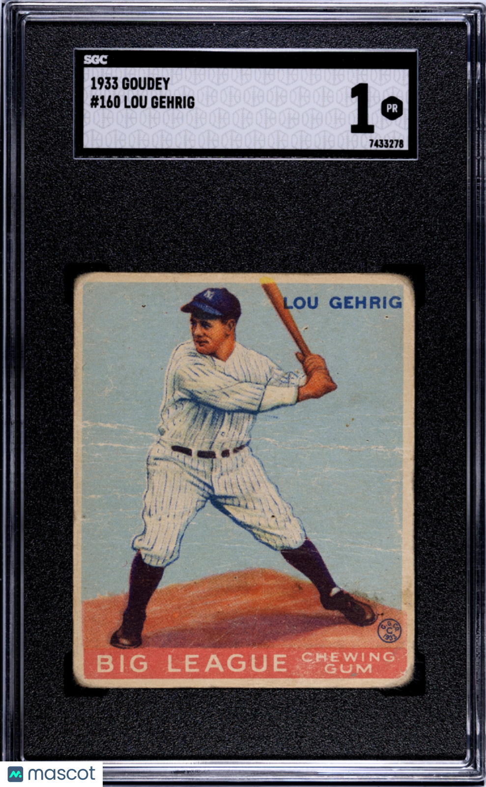 1933 Goudey Lou Gehrig #160 SGC 1