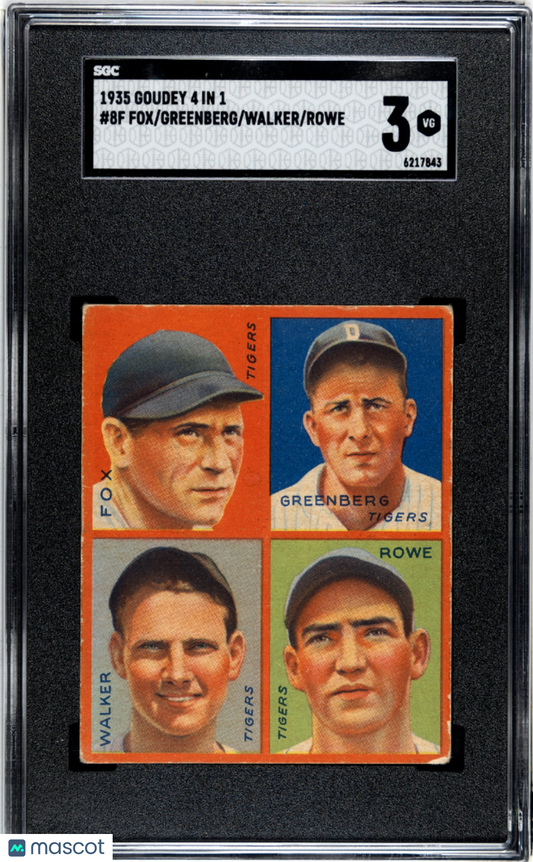 1935 Goudey 4 In 1 Rowe Walker Greenberg Fox #8F SGC 3