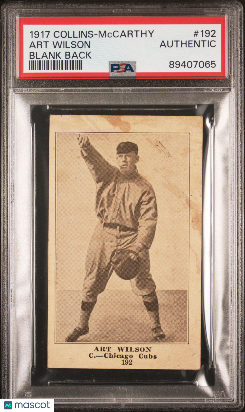 1917 Collins-Mccarthy Art Wilson #192 Blank Back PSA A