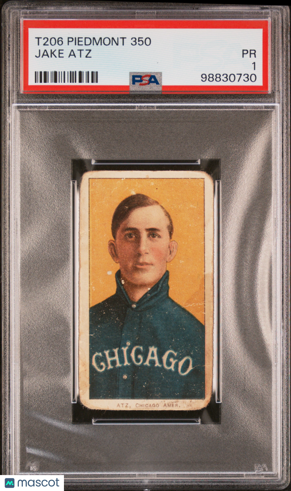 1909-11 T206 Piedmont 350 Jake Atz PSA 1