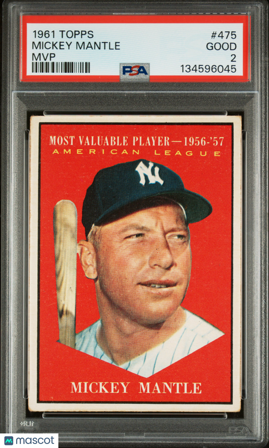 1961 Topps Mickey Mantle #475 MVP PSA 2