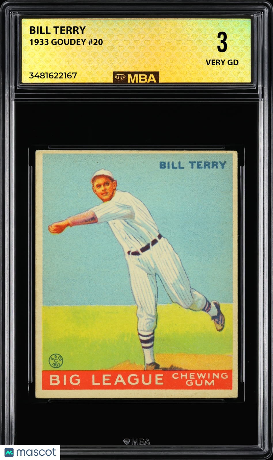 1933 Goudey Bill Terry #20 MBA 3