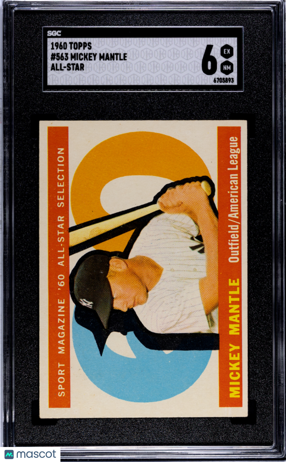 1960 Topps Mickey Mantle #563 All Star SGC 6