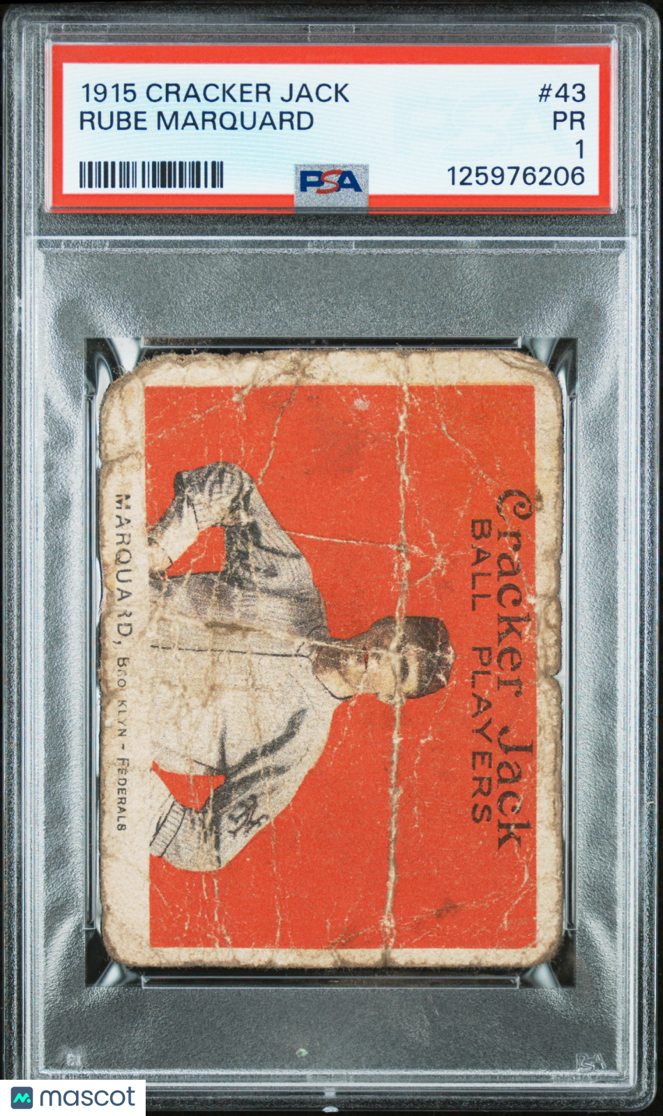 1915 Cracker Jack Rube Marquard #43 PSA 1