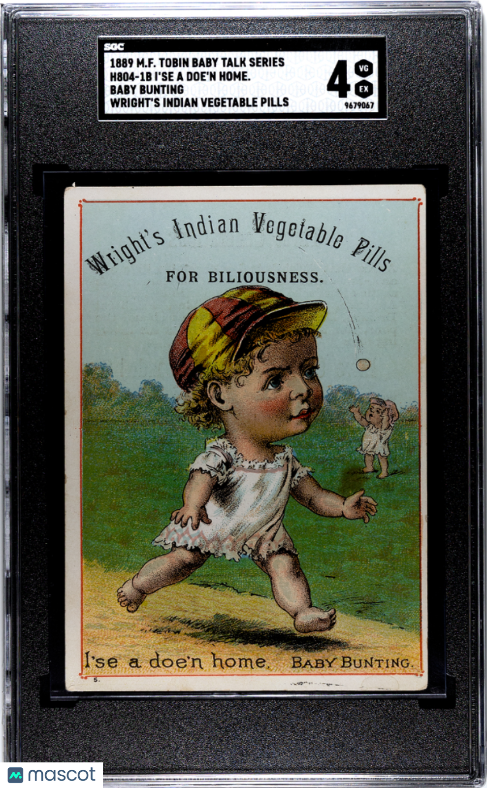 1889 M.F. Tobin H804-1b Baby Talk Series I'se A Doe'n Home. Baby Bunting SGC 4