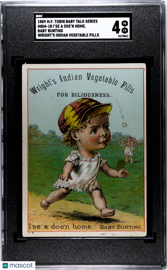 1889 M.F. Tobin H804-1b Baby Talk Series I'se A Doe'n Home. Baby Bunting SGC 4