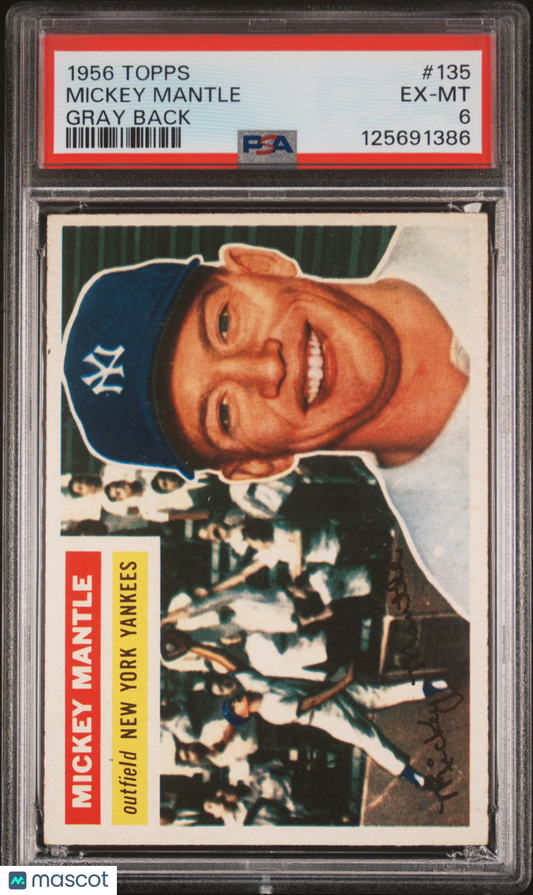 1956 Topps Mickey Mantle #135 Gray Back PSA 6
