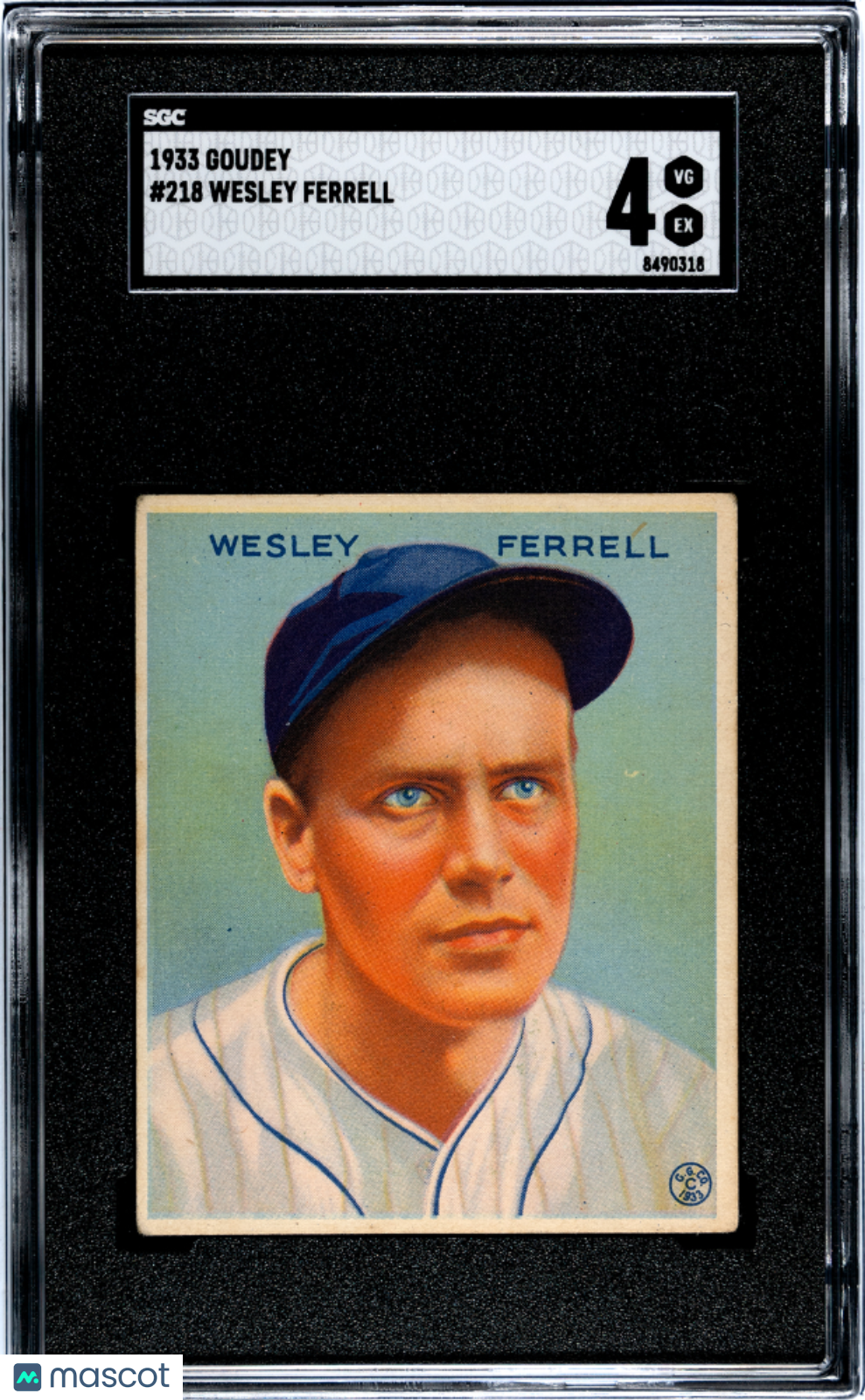 1933 Goudey Wesley Ferrell #218 SGC 4