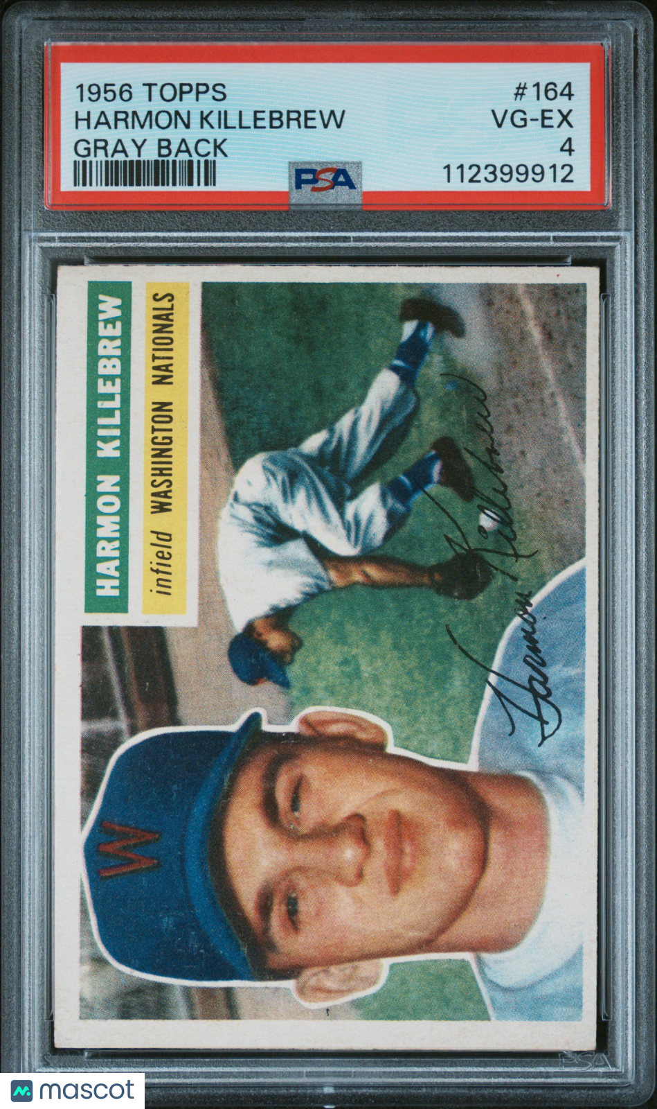 1956 Topps Harmon Killebrew #164 Gray Back PSA 4
