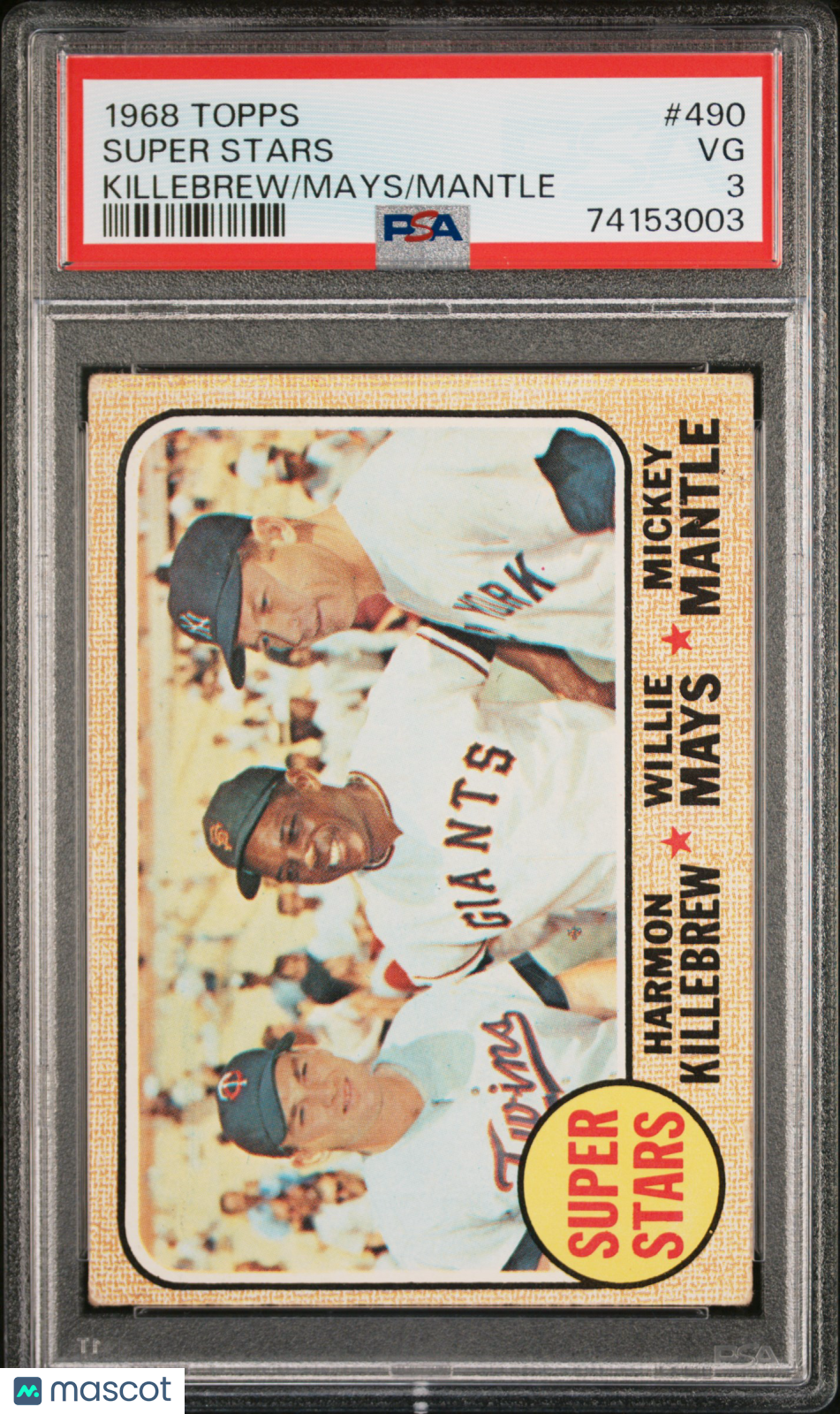 1968 Topps Super Stars #490 Killebrew Mays Mantle PSA 3