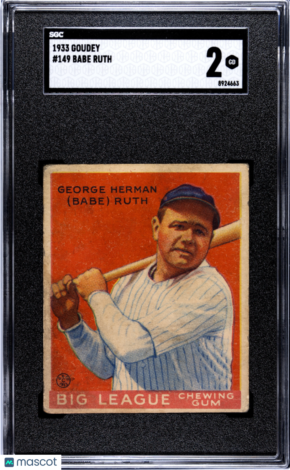 1933 Goudey Babe Ruth #149 SGC 2