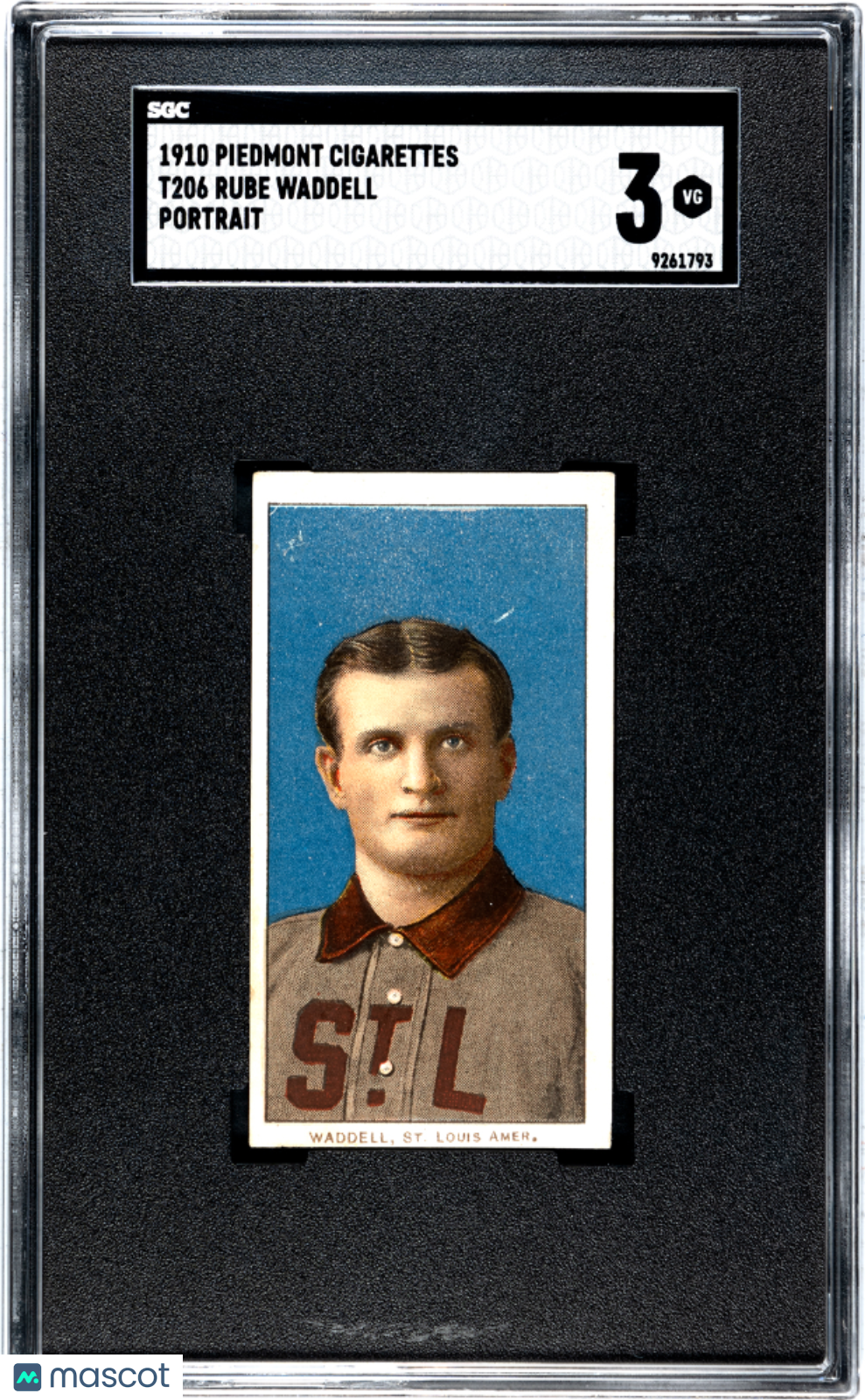 1910 Piedmont Cigarettes (T206) Rube Waddell Portrait SGC 3