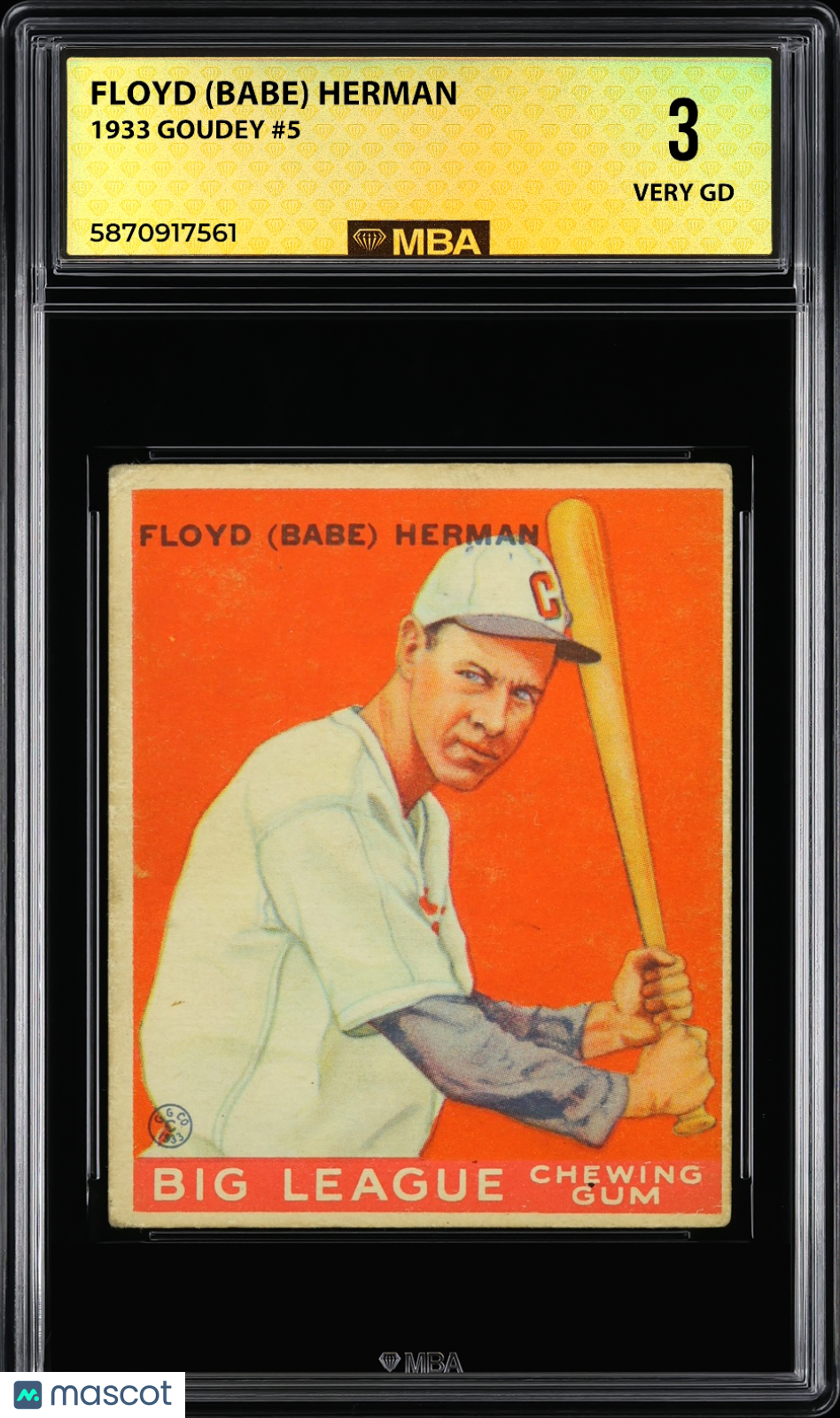 1933 Goudey Floyd (Babe) Herman #5 MBA 3
