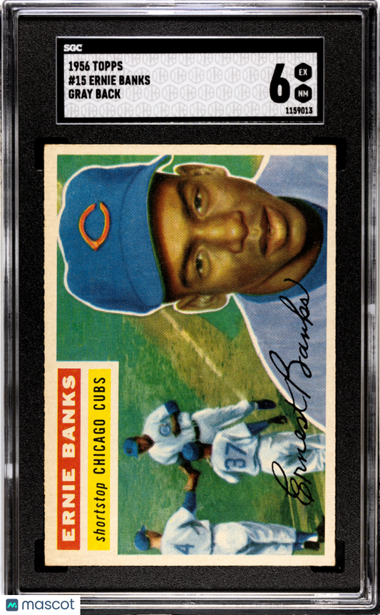 1956 Topps Ernie Banks #15 Gray Back SGC 6