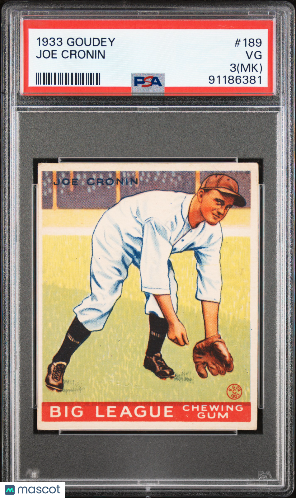 1933 Goudey Joe Cronin #189 PSA 3 MK