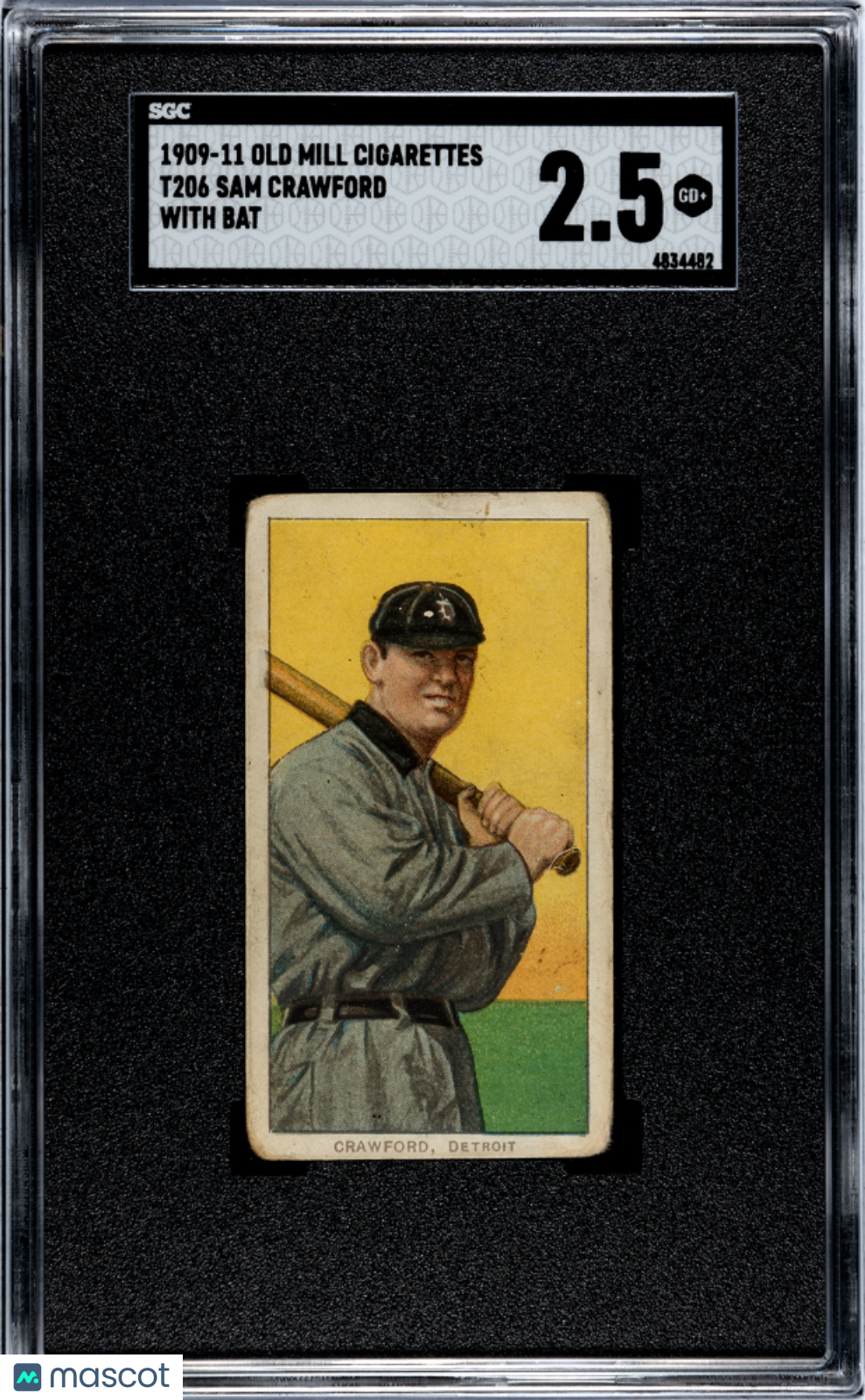 1909 Old Mill Cigarettes (T206) Sam Crawford With Bat SGC 2.5