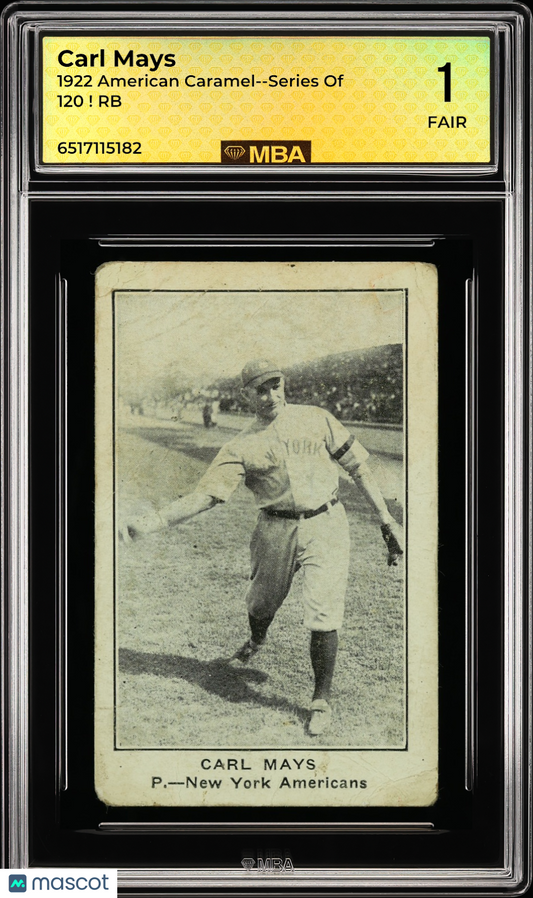 1922 American Caramel--Series of 120 ! RB Carl Mays MBA 1