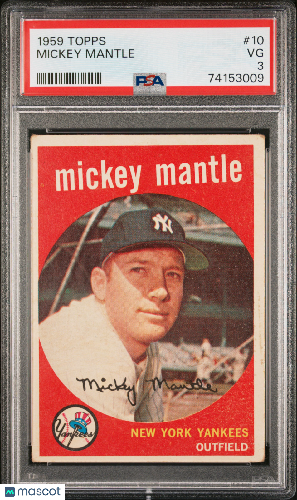 1959 Topps Mickey Mantle #10 PSA 3