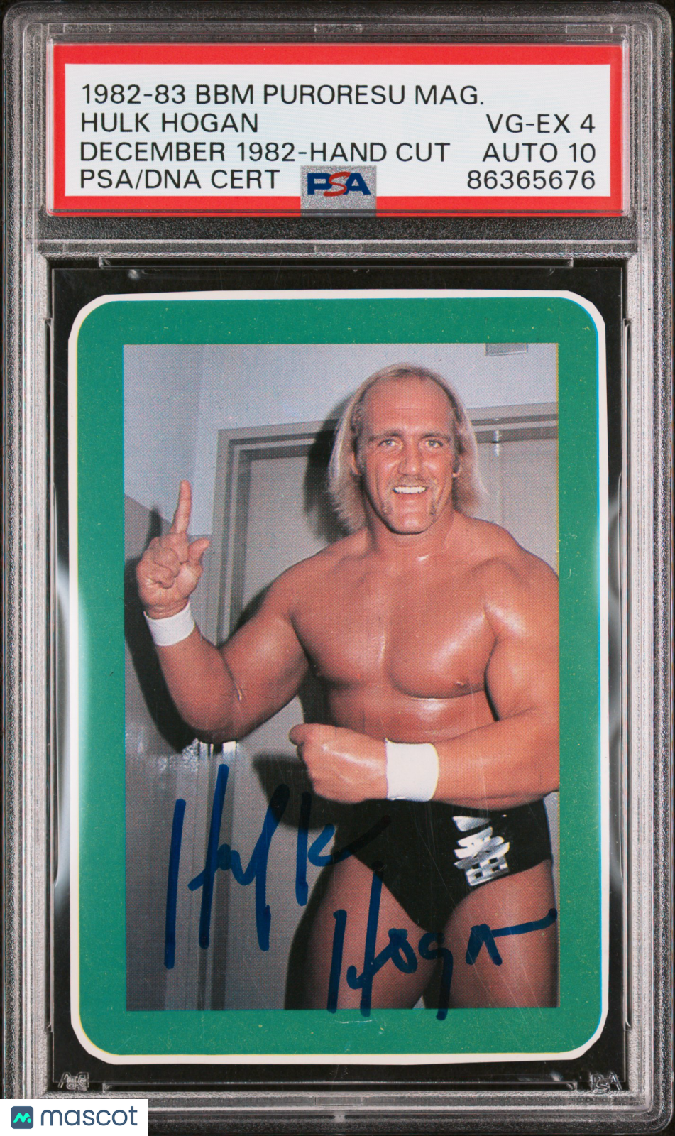 1982-83 BBM Puroresu Magazine-Hand Cut Hulk Hogan December 1982 PSA 4 Auto 10