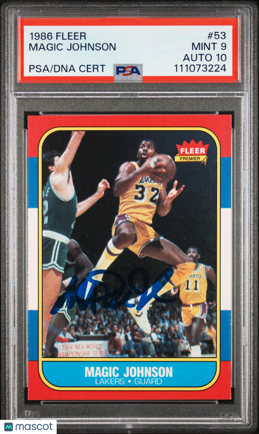1986 Fleer Magic Johnson #53 PSA 9 Auto 10