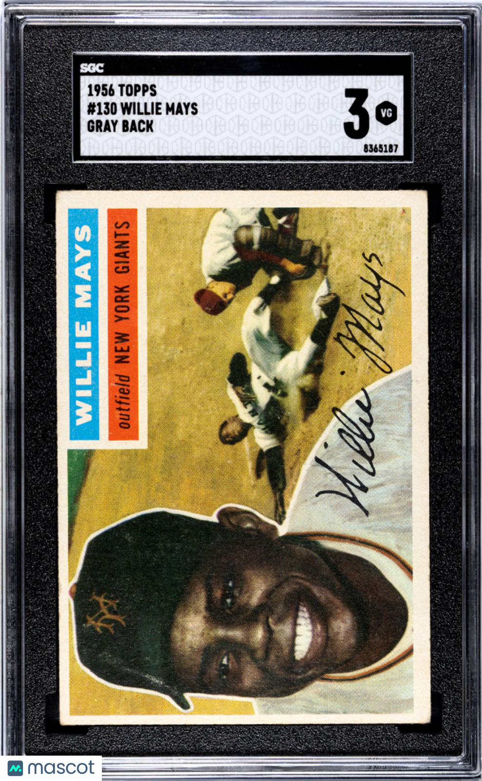 1956 Topps Willie Mays #130 Gray Back SGC 3