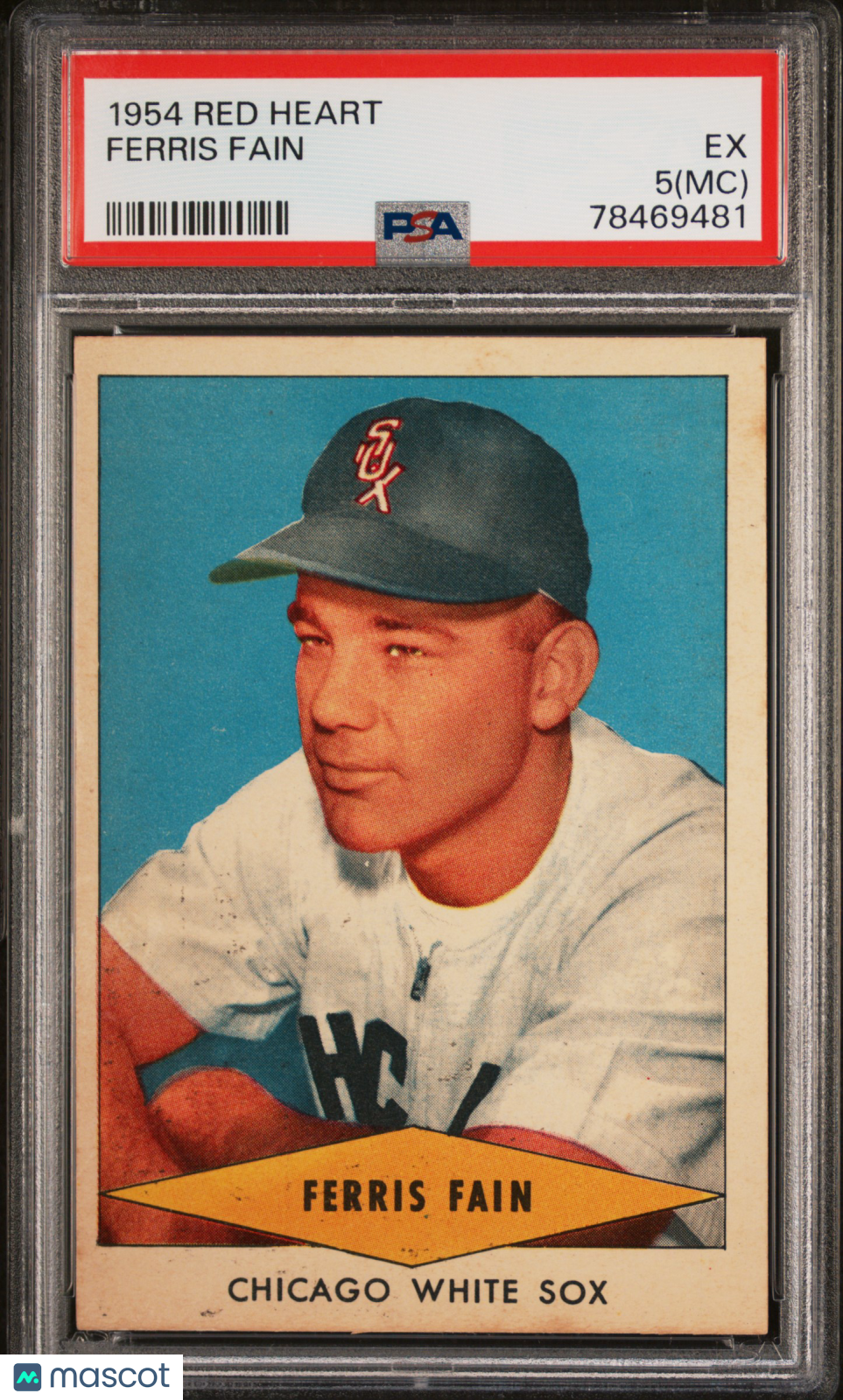 1954 Red Heart Ferris Fain PSA 5 MC