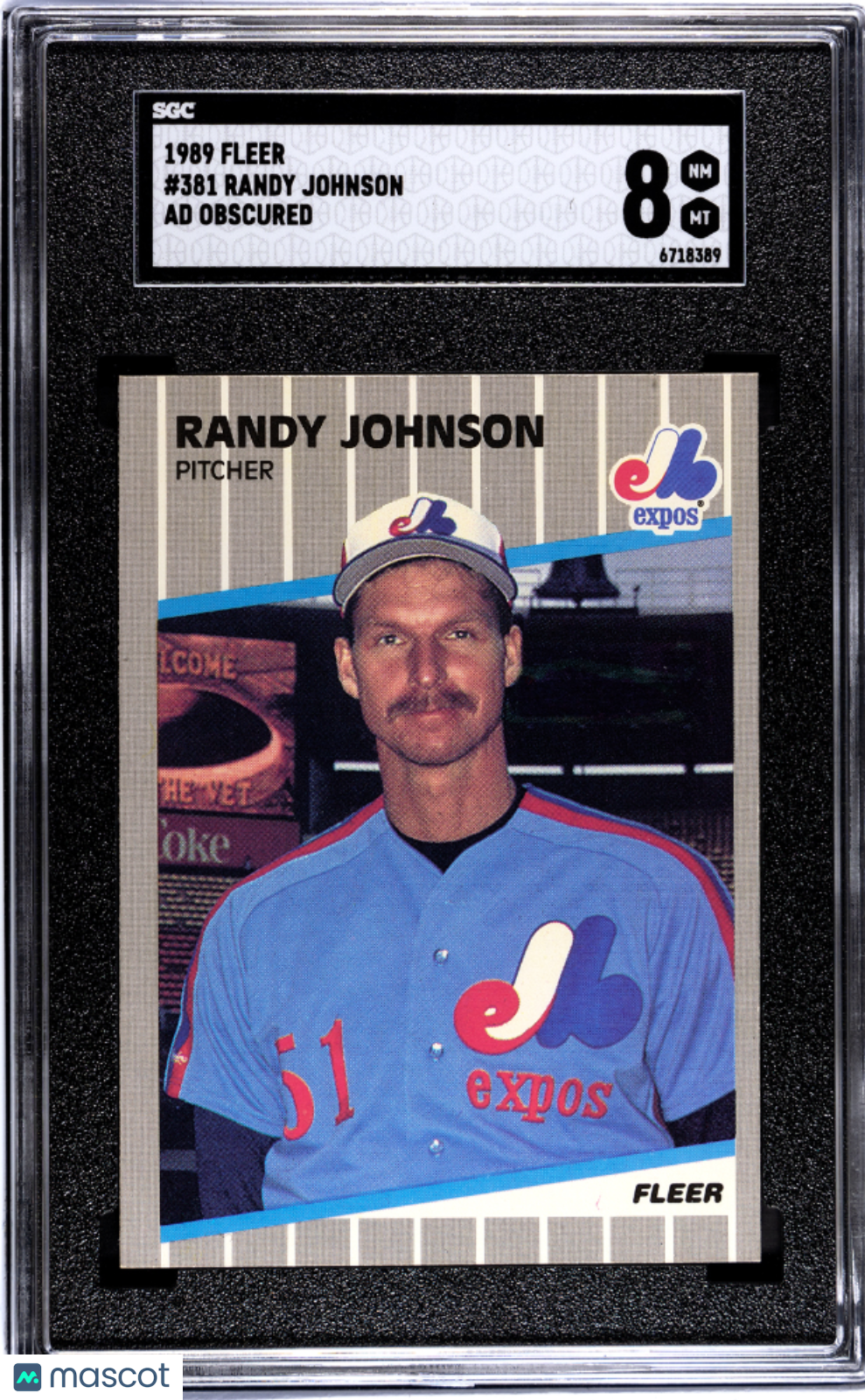 1989 Fleer Randy Johnson #381 Ad Obscured SGC 8