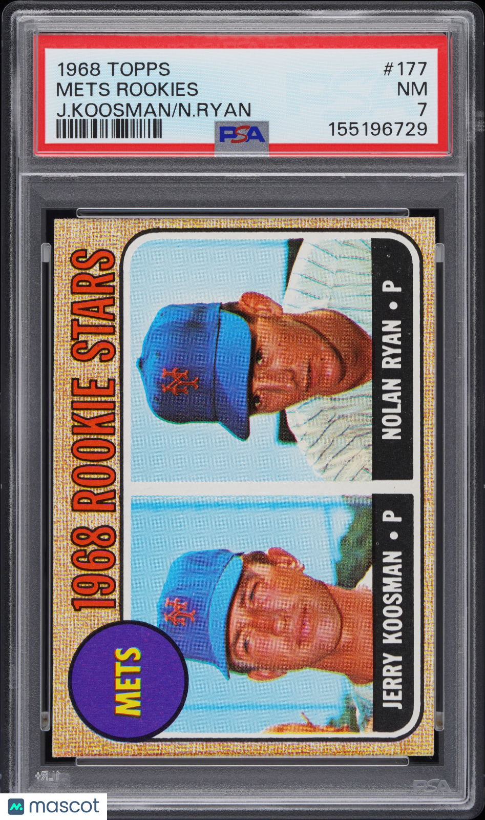 1968 Topps Mets Rookies #177 J. Koosman N. Ryan PSA 7