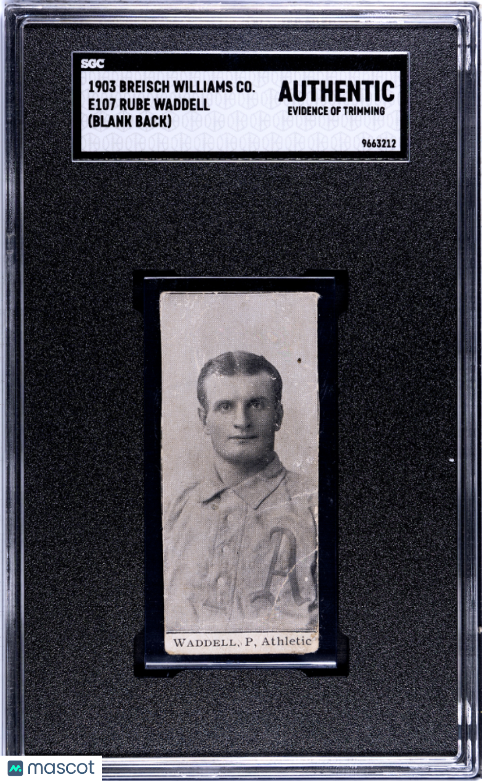 1903 Breisch Williams Company (E107) Rube Waddell (Blank Back) SGC A
