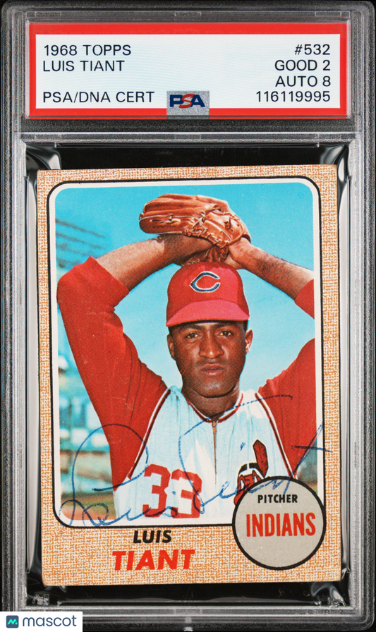 1968 Topps Luis Tiant #532 PSA 2 Auto 8