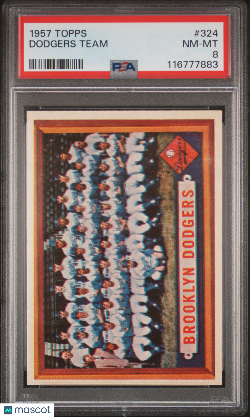 1957 Topps Dodgers Team #324 PSA 8