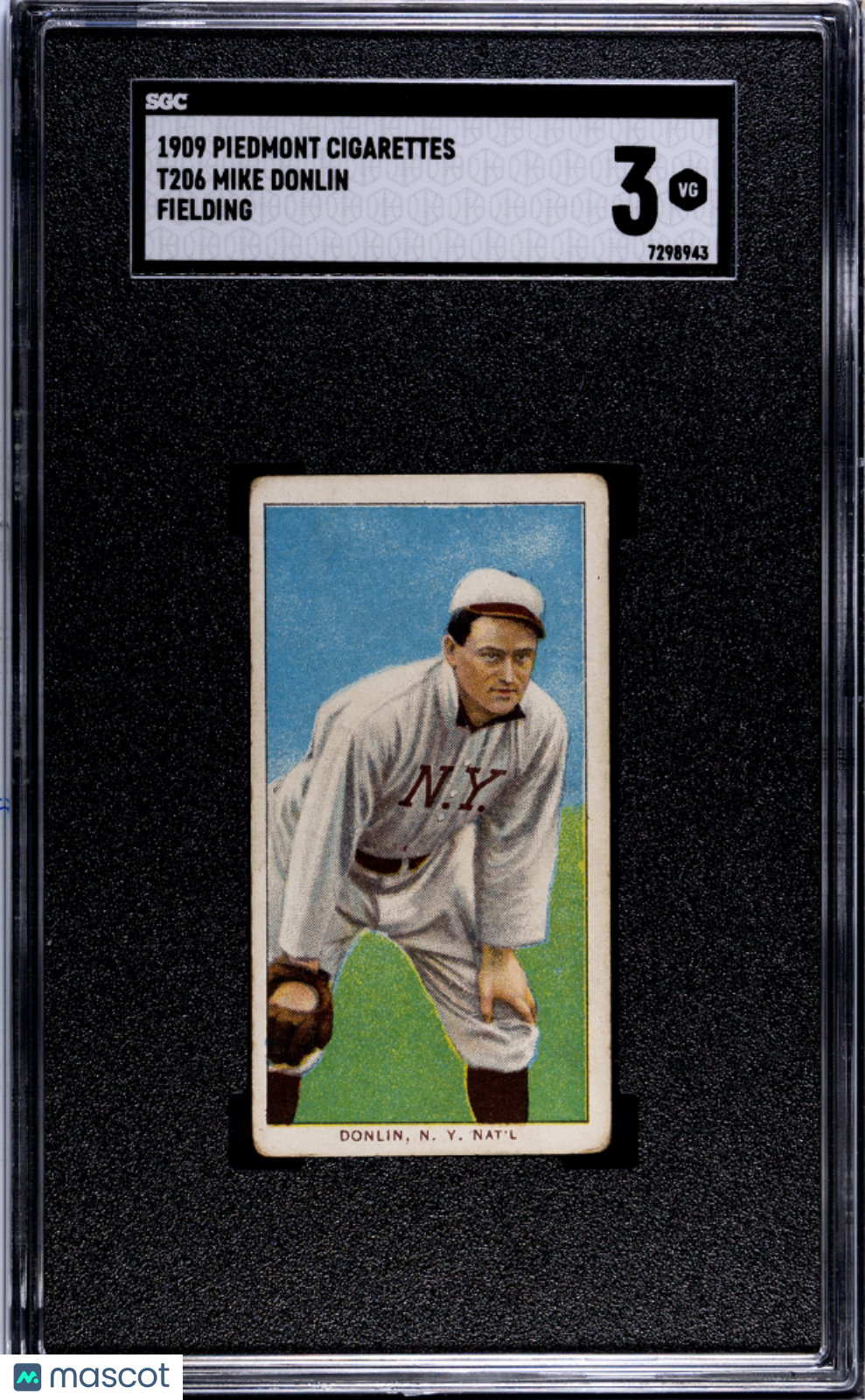 1909 Piedmont Cigarettes (T206) Mike Donlin Fielding SGC 3