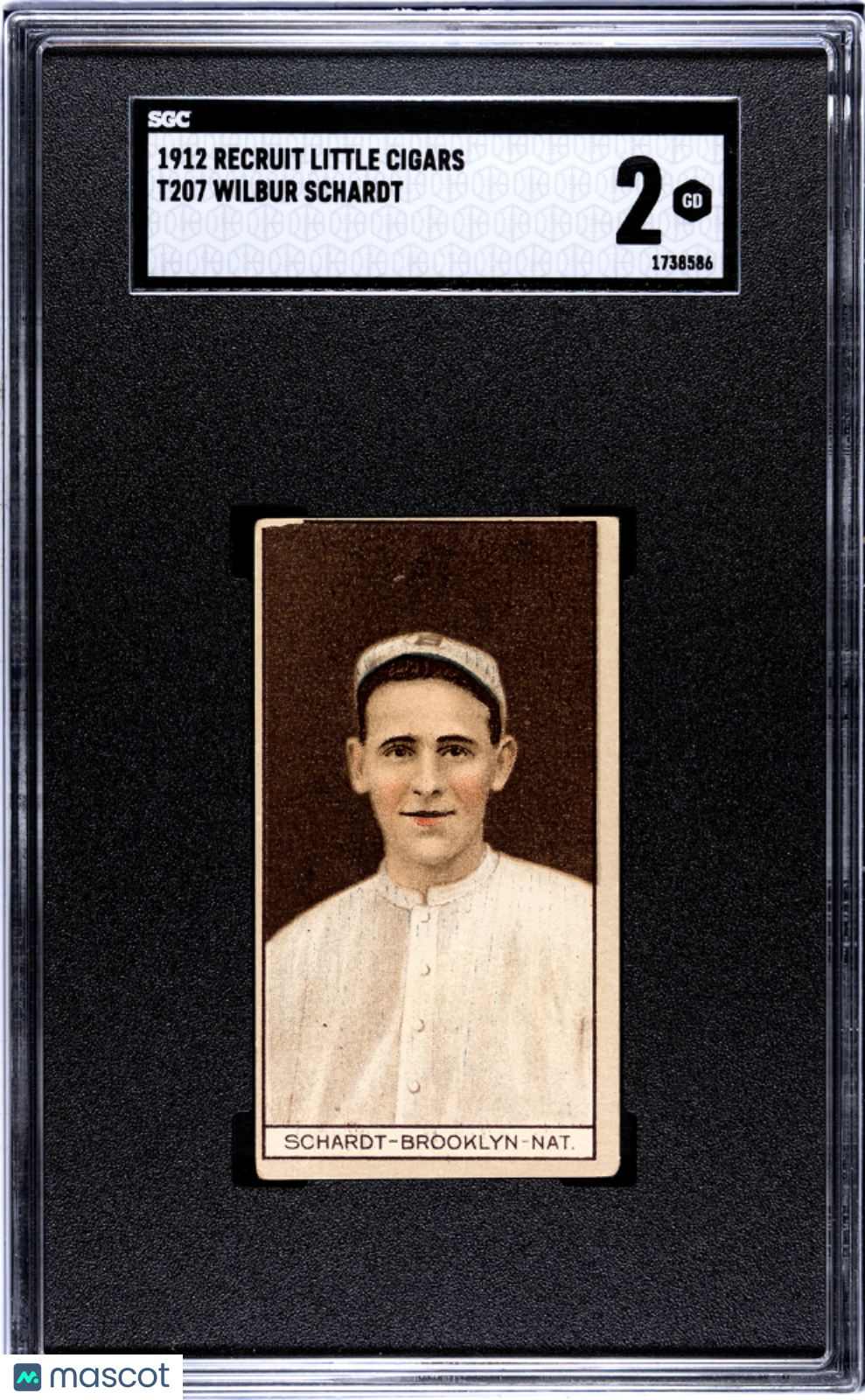 1912 Recruit Little Cigars (T207) Wilbur Schardt SGC 2