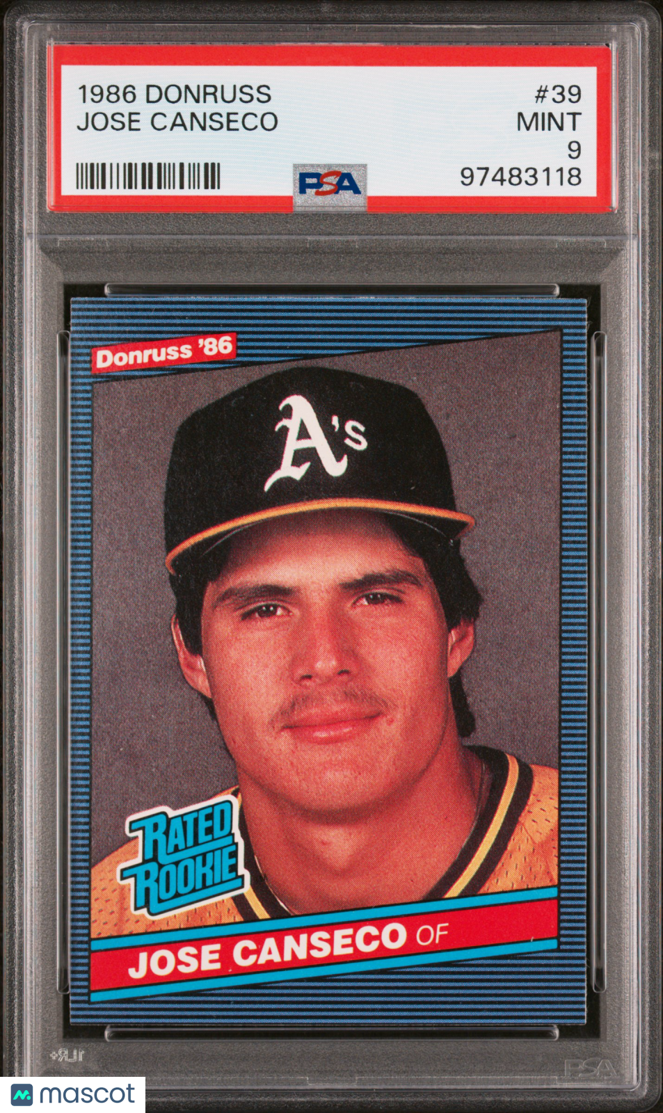 1986 Donruss Jose Canseco #39 PSA 9