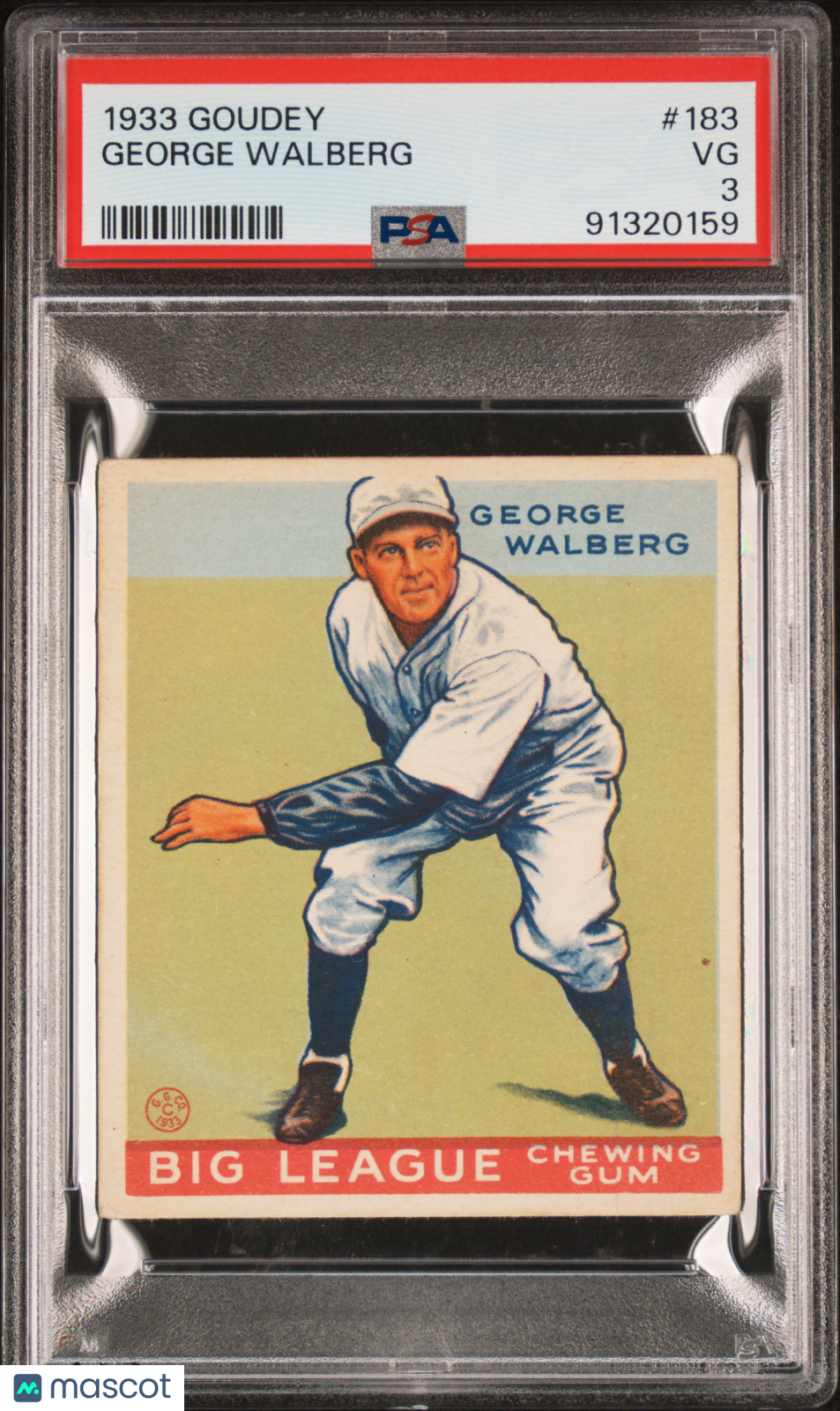 1933 Goudey George Walberg #183 PSA 3