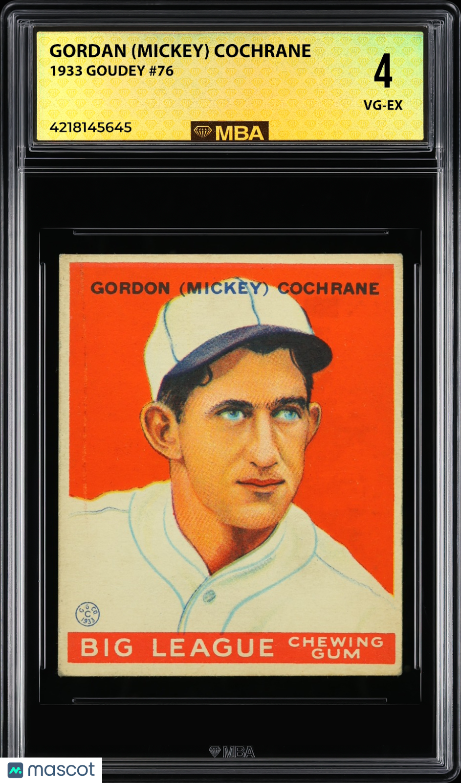 1933 Goudey Gordan (Mickey) Cochrane #76 MBA 4