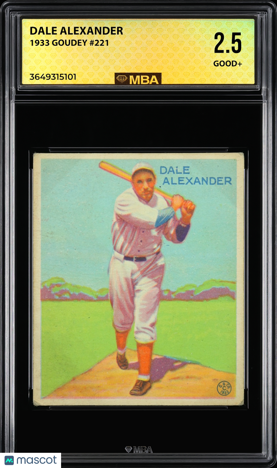 1933 Goudey Dale Alexander #221 MBA 2.5